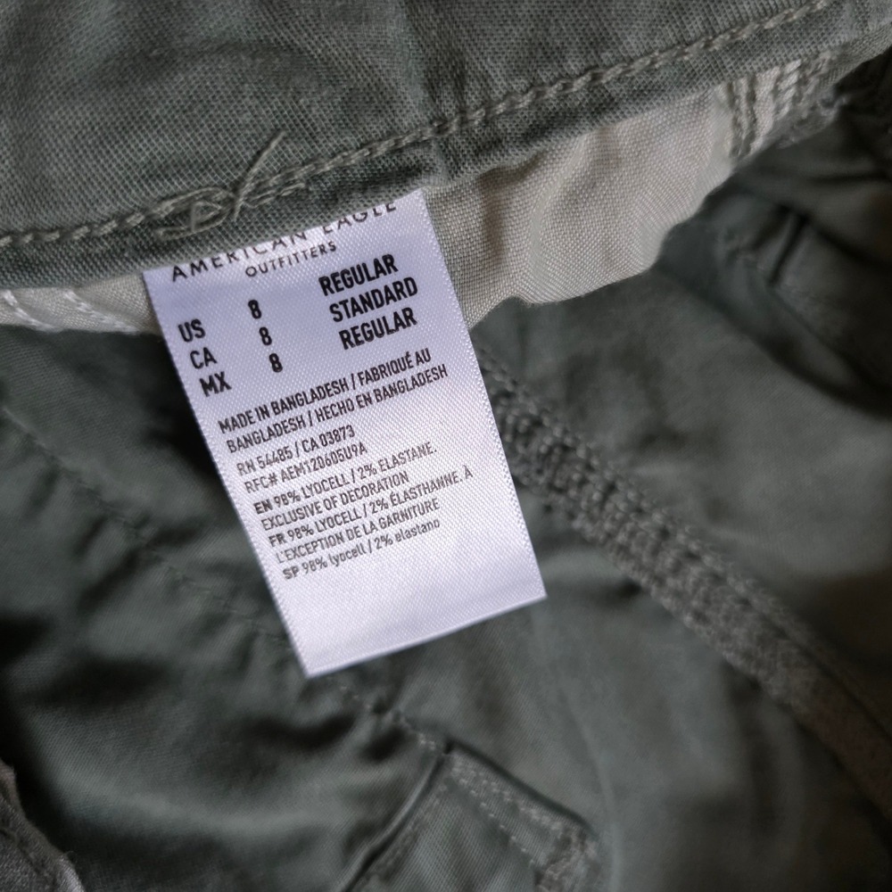 American Eagle Womens Cargo Mid Rise Baggy Pants Women 8 Green Stretch Y2k - Picture 7 of 10